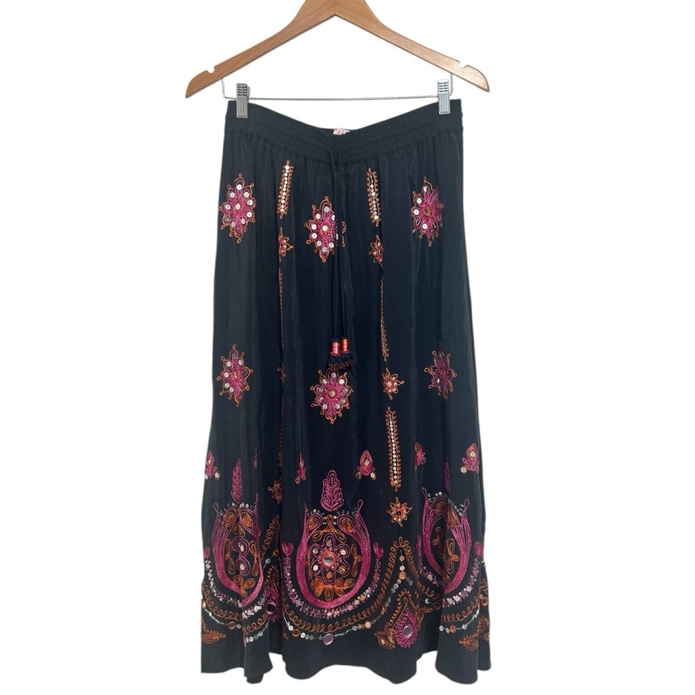 Calypso St Barth Silk Embrodiered Maxi Skirt Sz S